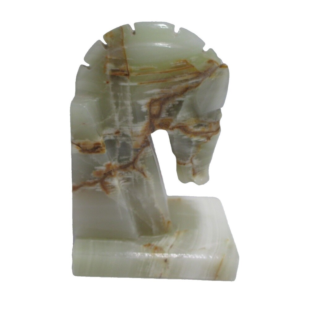 Vintage Horse Head Onyx Marble Bookend Statue Equestrian